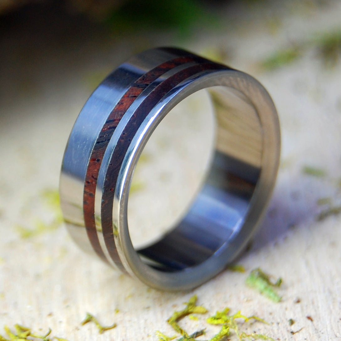 Quicken My Senses| Size 7.75 At 7.9mm | Cocobolo Wood | Titanium Wedding Ring | On Sale - Minter and Richter Designs