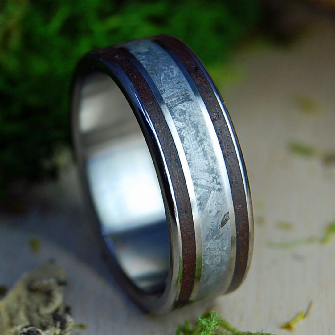 Red Lava Space Love | Men's Meteorite, Oregon Red Lava & Titanium Wedding Ring - Minter and Richter Designs