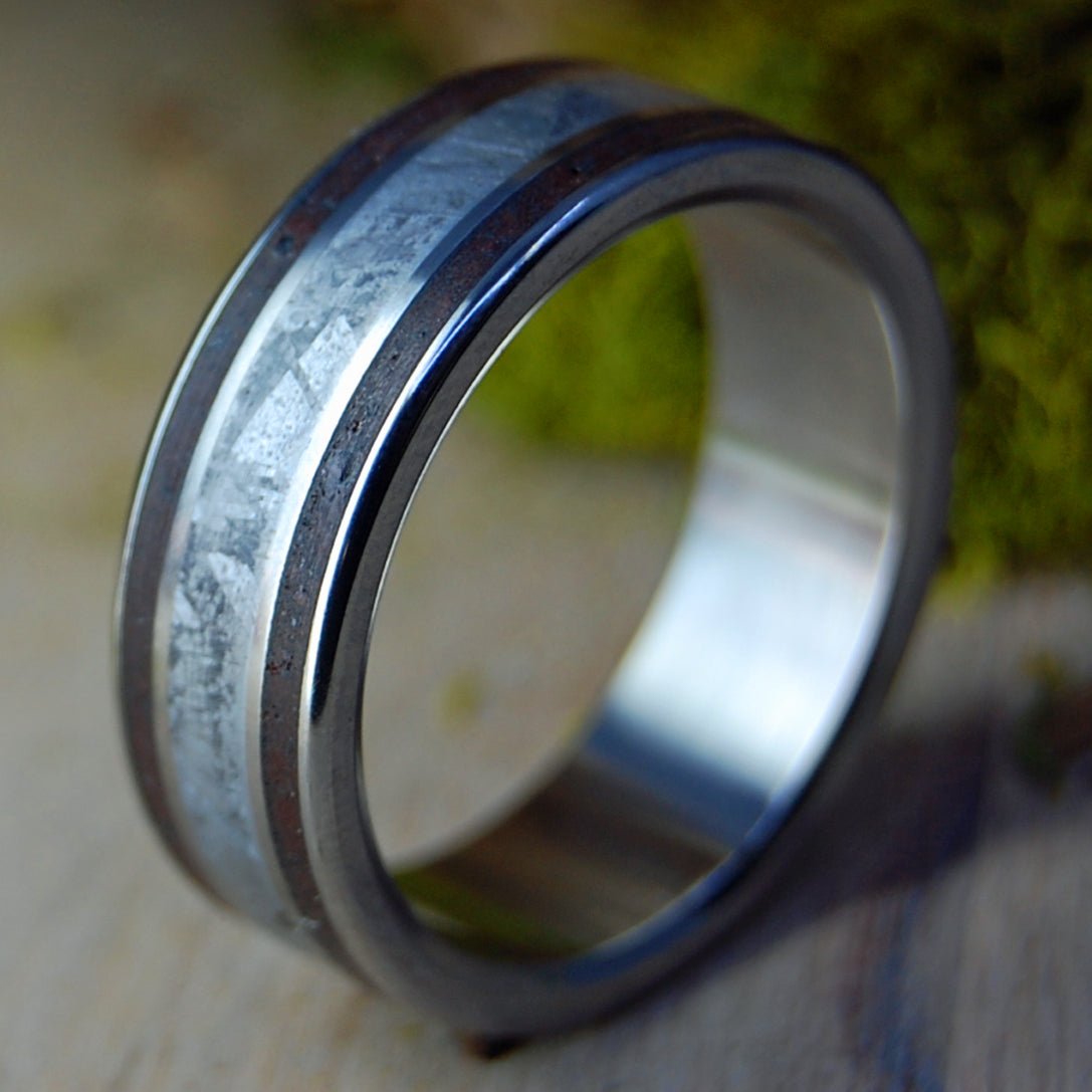 Red Lava Space Love | Men's Meteorite, Oregon Red Lava & Titanium Wedding Ring - Minter and Richter Designs