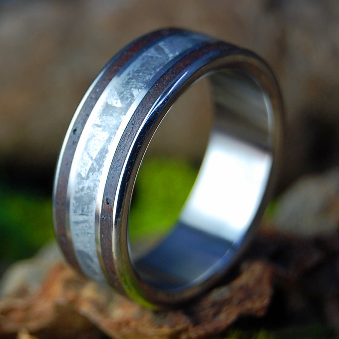 Red Lava Space Love | Men's Meteorite, Oregon Red Lava & Titanium Wedding Ring - Minter and Richter Designs