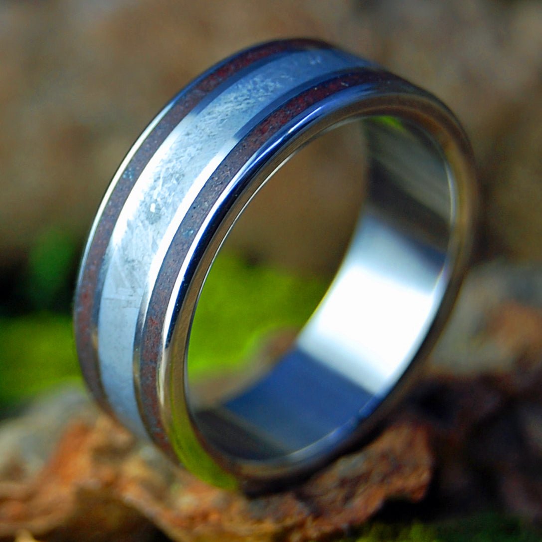 Red Lava Space Love | Men's Meteorite, Oregon Red Lava & Titanium Wedding Ring - Minter and Richter Designs