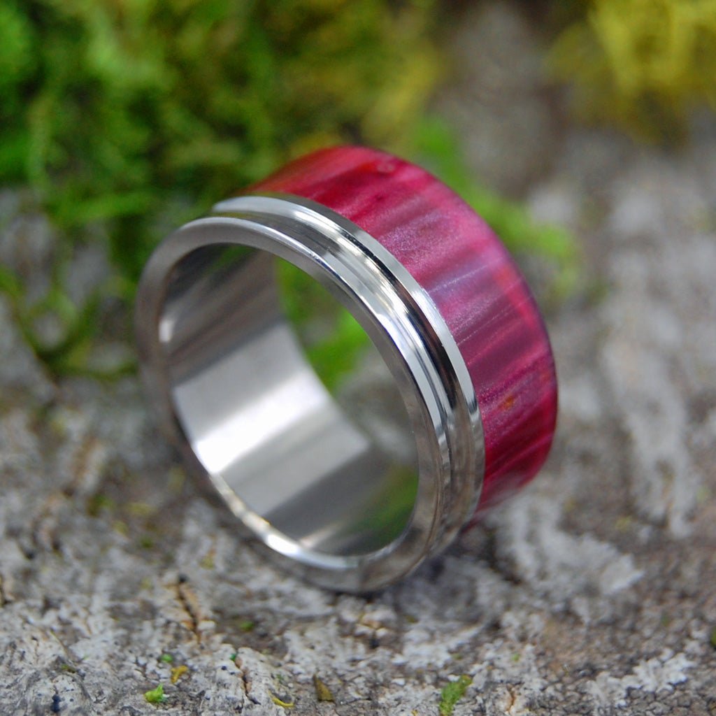 Red Marbled Opalescent | Size 6.25 At 9mm | Unique Wedding Band | On Sale - Minter and Richter Designs