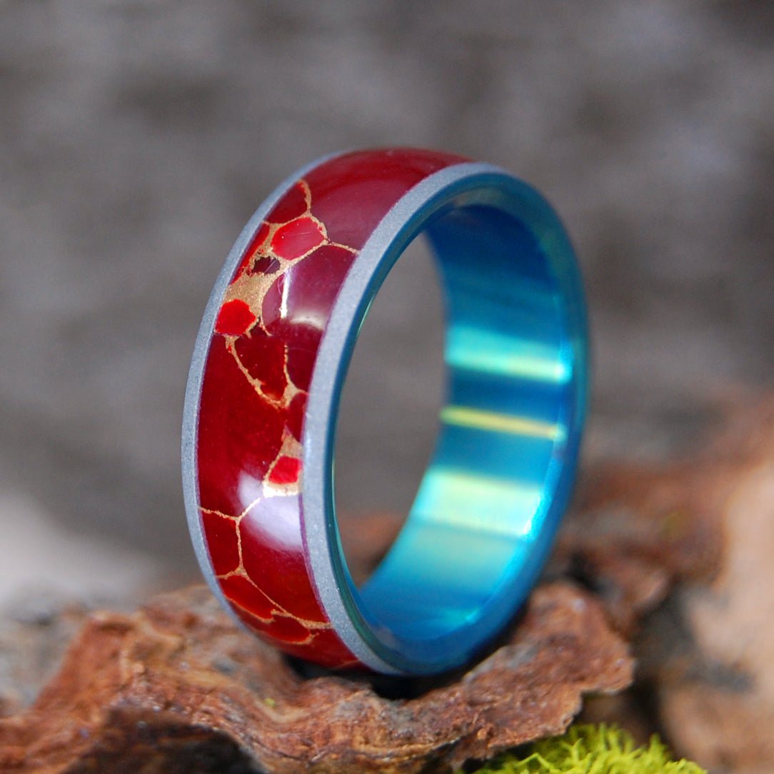 Red Sun | Men's Red Jasper & Titanium Wedding Ring - Minter and Richter Designs
