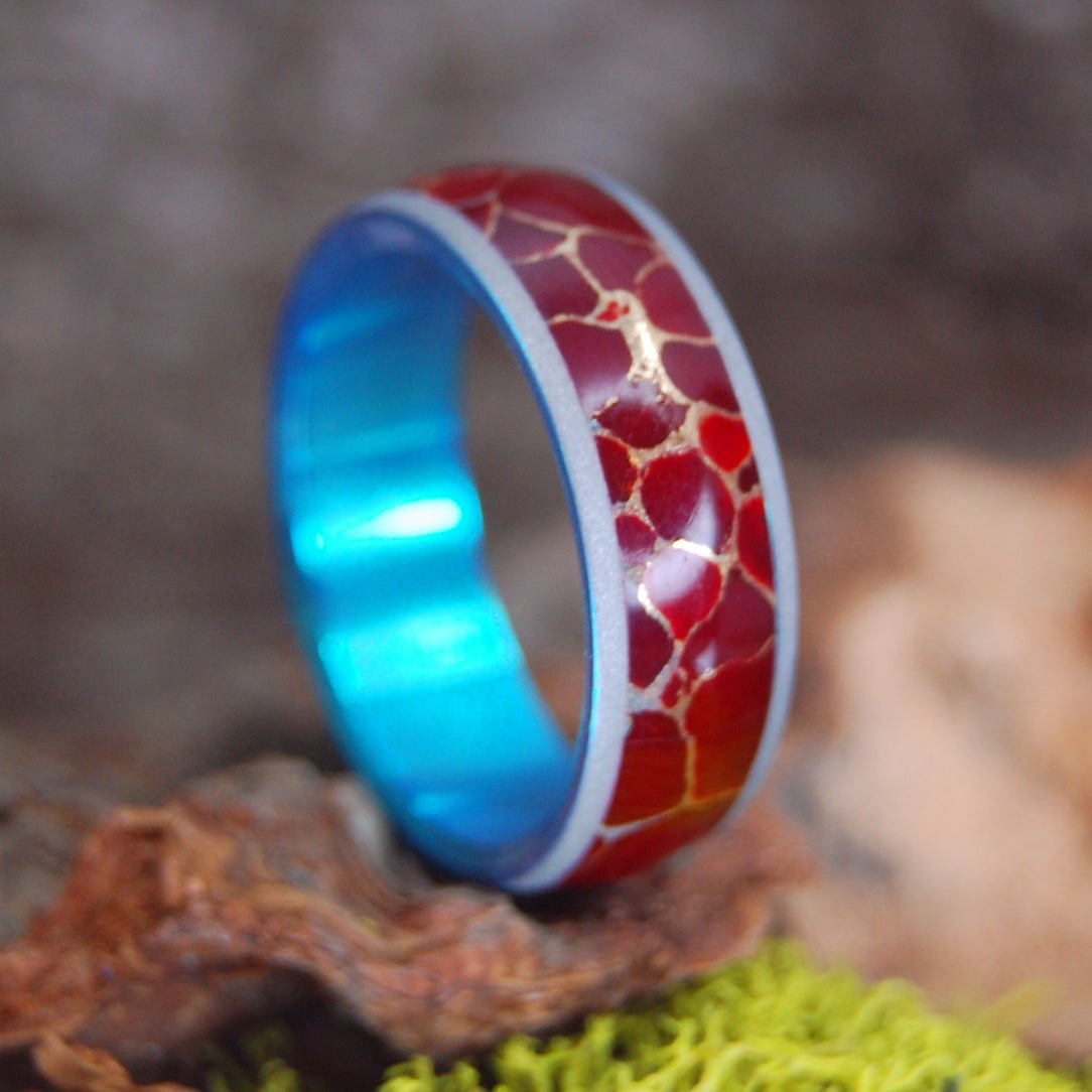 Red Sun | Men's Red Jasper & Titanium Wedding Ring - Minter and Richter Designs