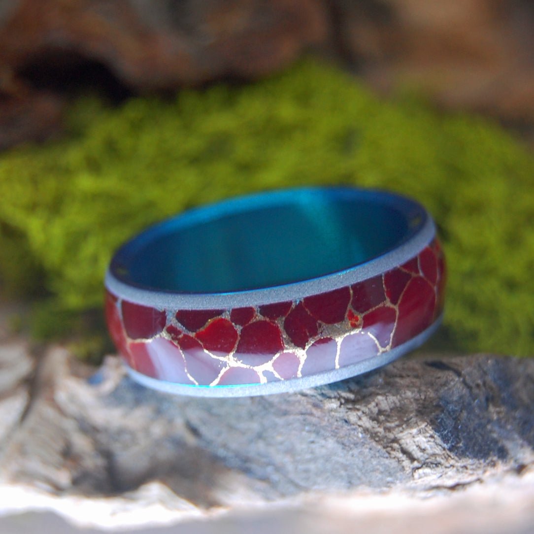 Red Sun | Men's Red Jasper & Titanium Wedding Ring - Minter and Richter Designs