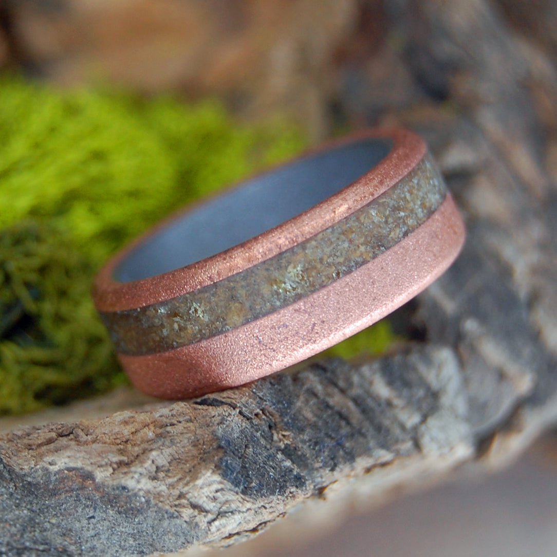 Red Wine Cork & Copper | Men's Red Wine Cork, Copper & Titanium Wedding Ring - Minter and Richter Designs
