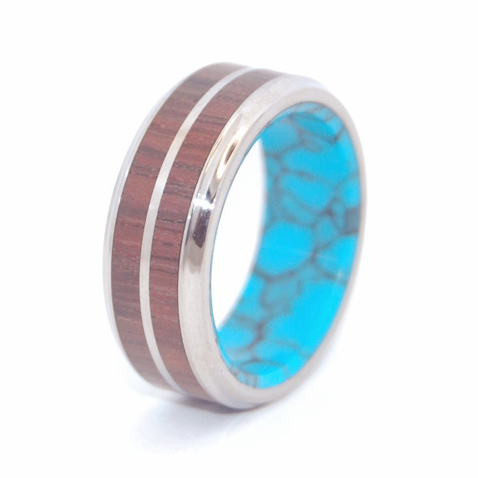 Redeemer | Men's Cocobolo Wood, Turquoise Stone & Titanium Wedding Ring - Minter and Richter Designs