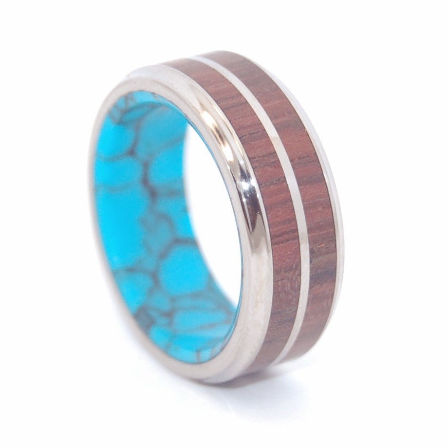 Redeemer | Men's Cocobolo Wood, Turquoise Stone & Titanium Wedding Ring - Minter and Richter Designs