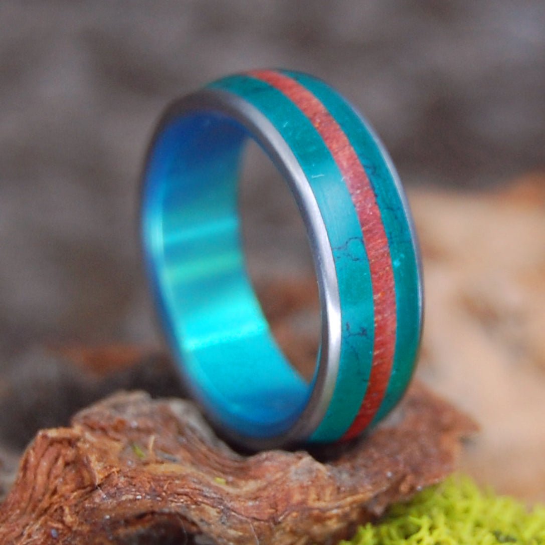 Redwood Jade | Men's Women's Wood and Stone Wedding Ring - Minter and Richter Designs