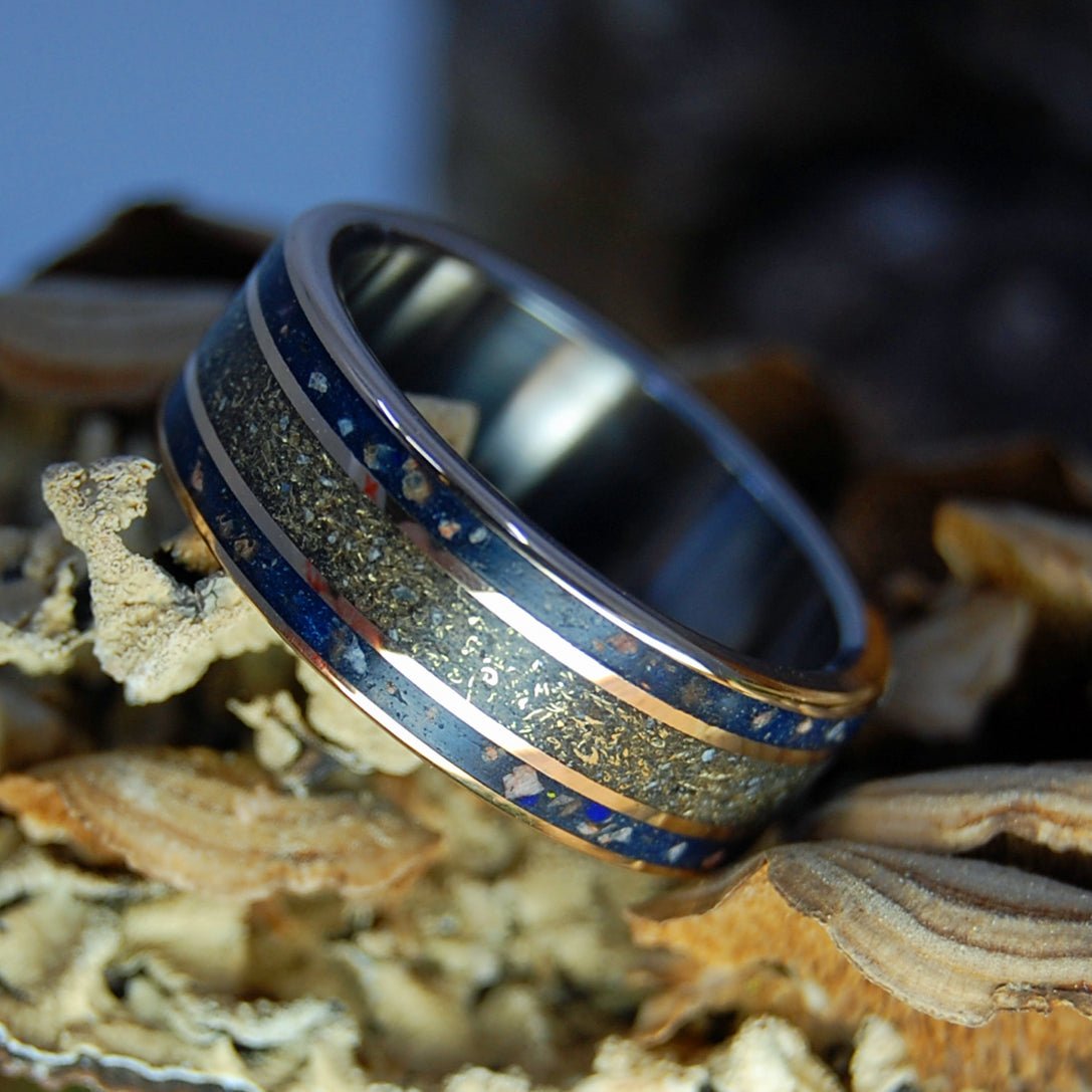 REVOLUTION ARIZONA BRONZE | Men's Battleground Earth, Bullet Fragments & Titanium and Bronze Wedding Ring - Minter and Richter Designs