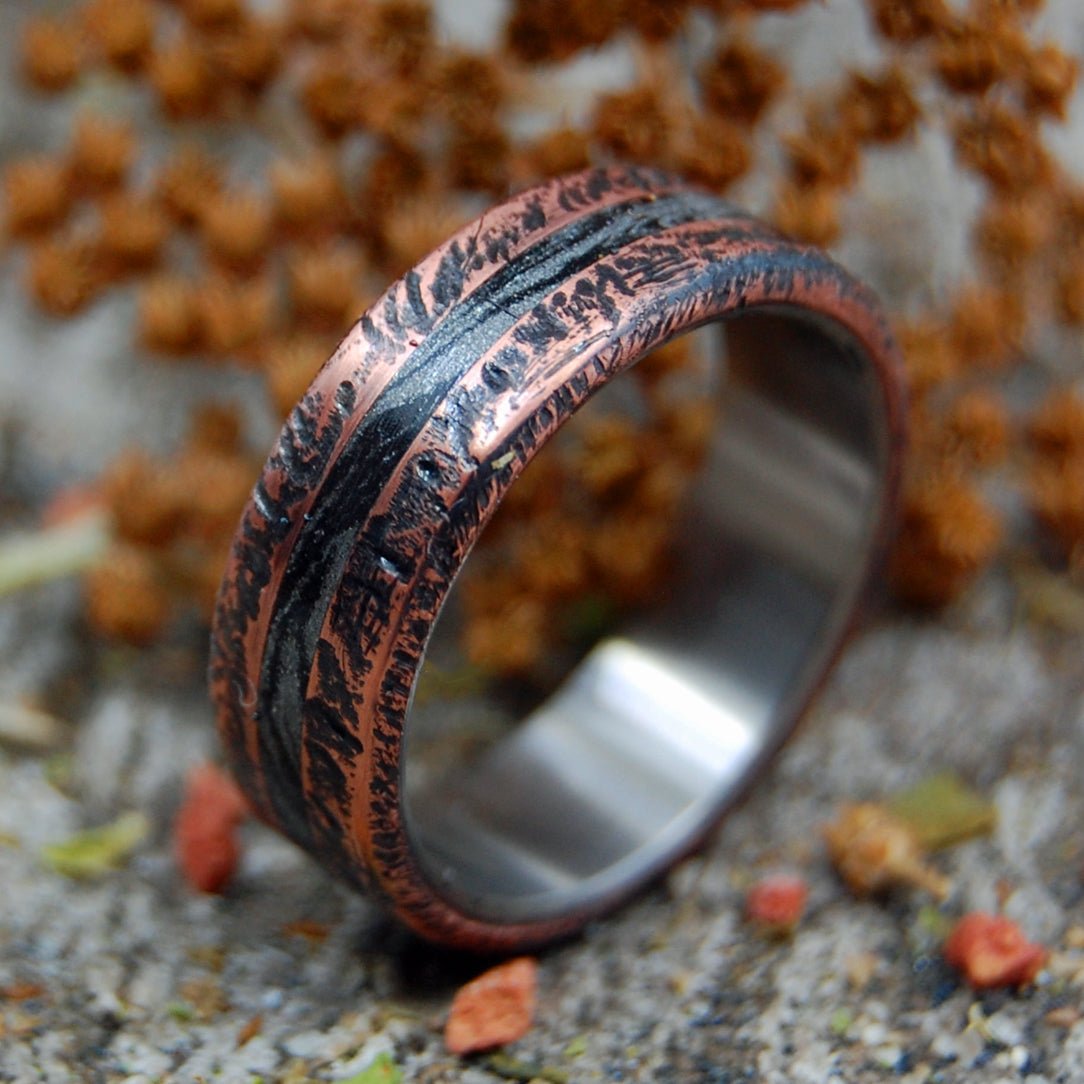 Rough, Ready & Refined | Men's Copper, Titanium & M3 Titanium Wedding Ring - Minter and Richter Designs