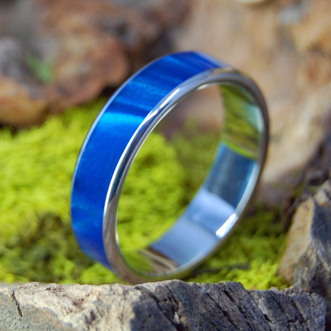 Round Midnight | Men's Blue Marbled Resin & Titanium Wedding Ring - Minter and Richter Designs