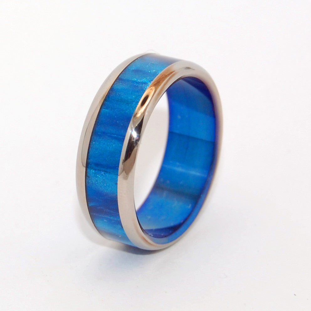Rounded Bluebird | Men's Blue & Titanium Wedding Ring - Minter and Richter Designs