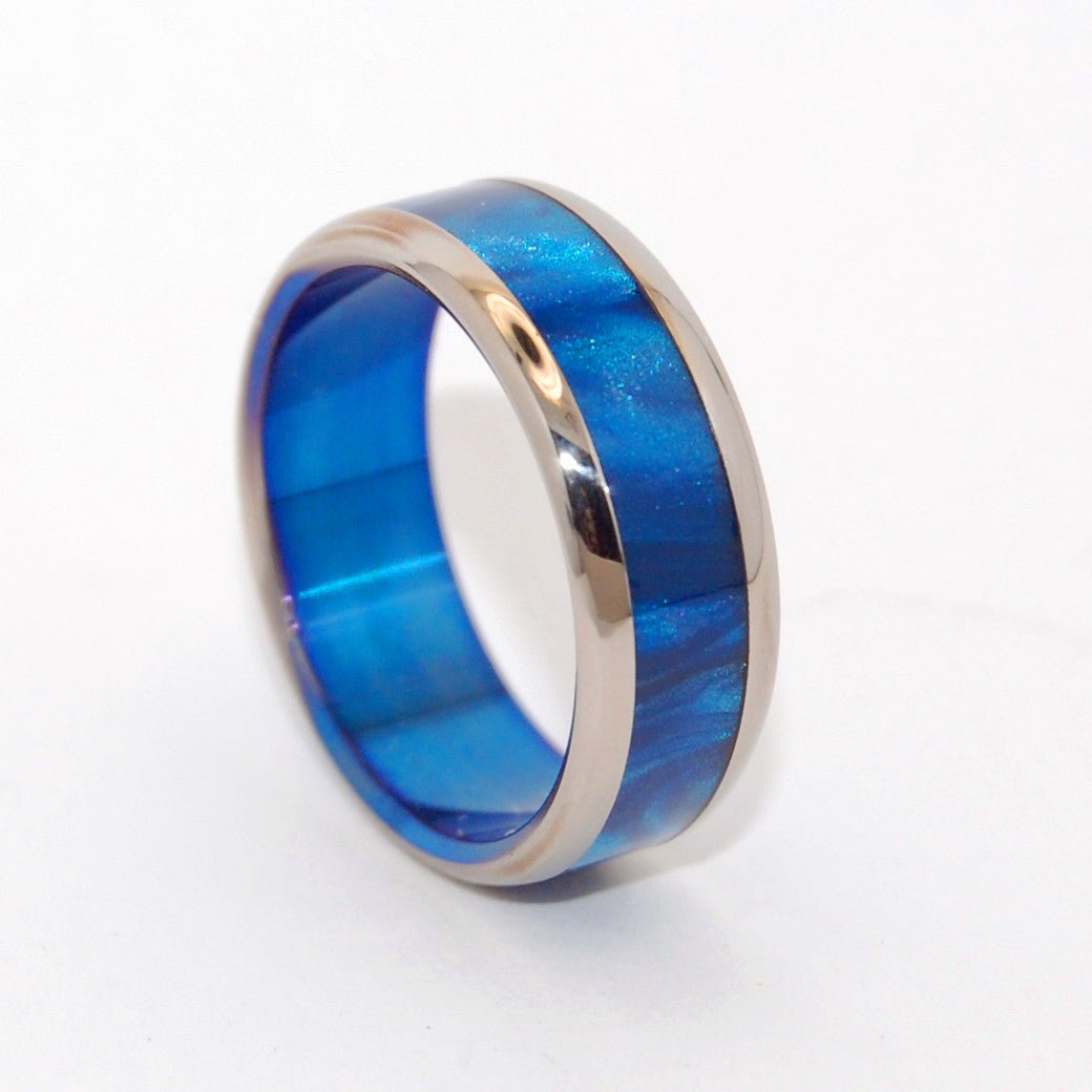 Rounded Bluebird | Men's Blue & Titanium Wedding Ring - Minter and Richter Designs