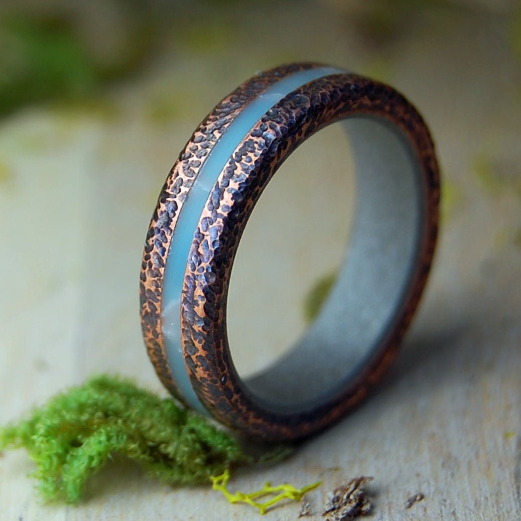 Rounded Copper Larimar Narrow | Women's Larimar Stone, Copper & Titanium Wedding Ring - Minter and Richter Designs
