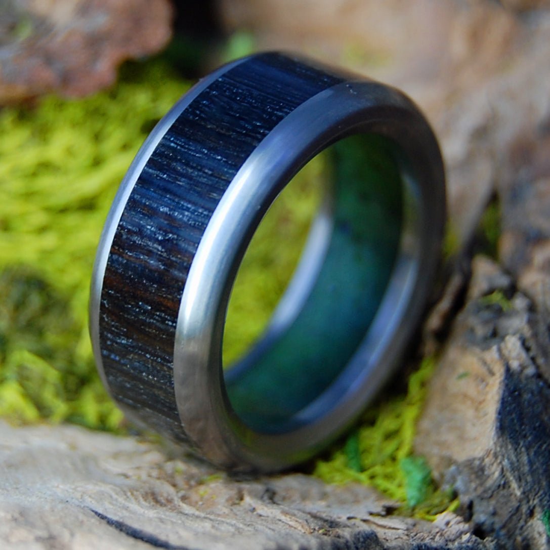 ROUNDED IRISH BOG CONNEMARA | Men's Connemara Marble, Irish Bog Oak & Titanium Wedding Ring - Minter and Richter Designs