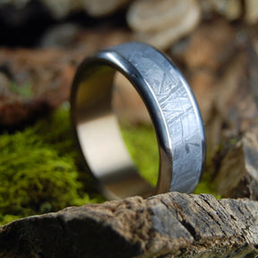 ROUNDED BRONZE MOON LANDING | Meteorite & Bronze Anodized Titanium Wedding Rings - Minter and Richter Designs