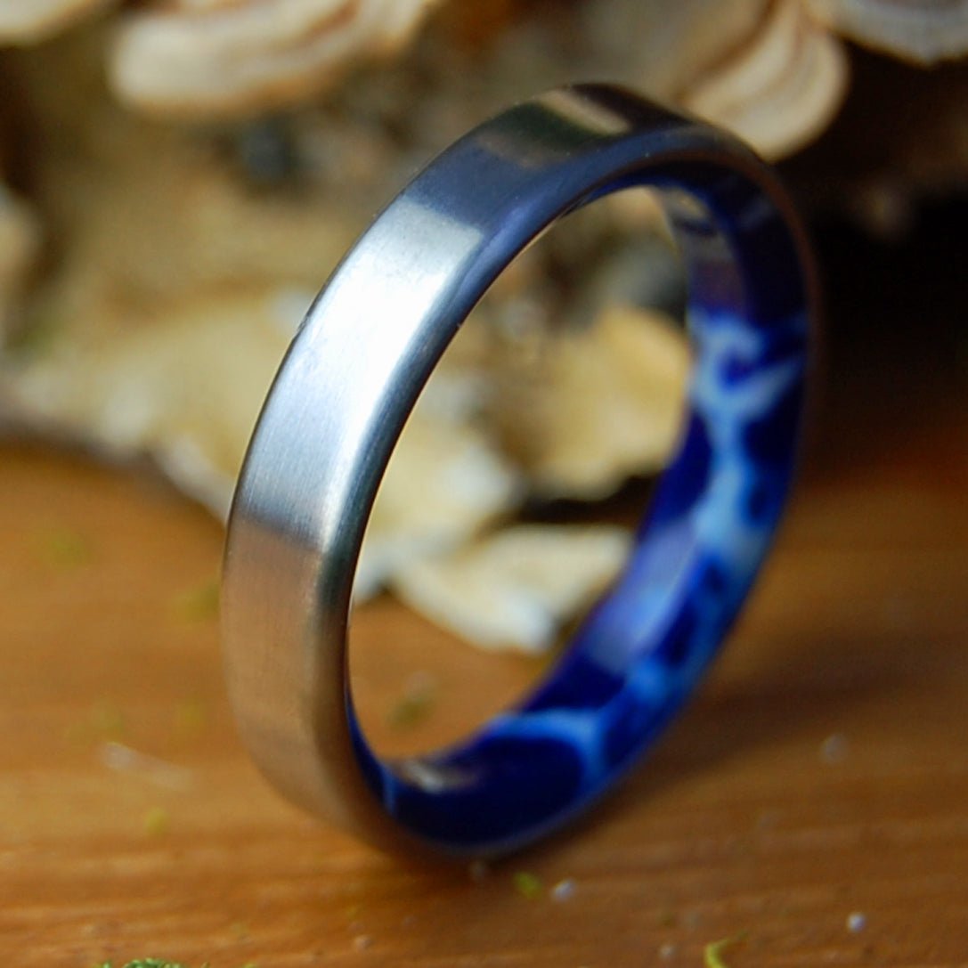 ROYAL SWIM IN COBALT | Women's Cobalt Stone & Titanium Wedding Ring - Minter and Richter Designs