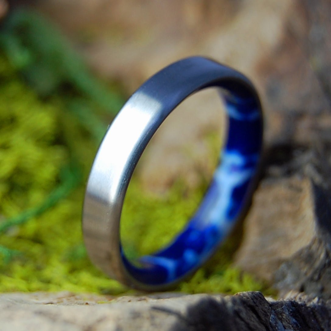 ROYAL SWIM IN COBALT | Women's Cobalt Stone & Titanium Wedding Ring - Minter and Richter Designs
