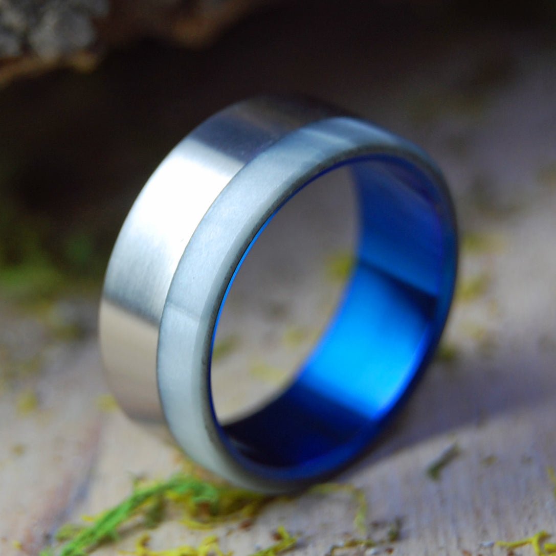 Royale | Size 8.75 At 7mm | Gray Marbled Opalescent | Unique Wedding Band | On Sale - Minter and Richter Designs