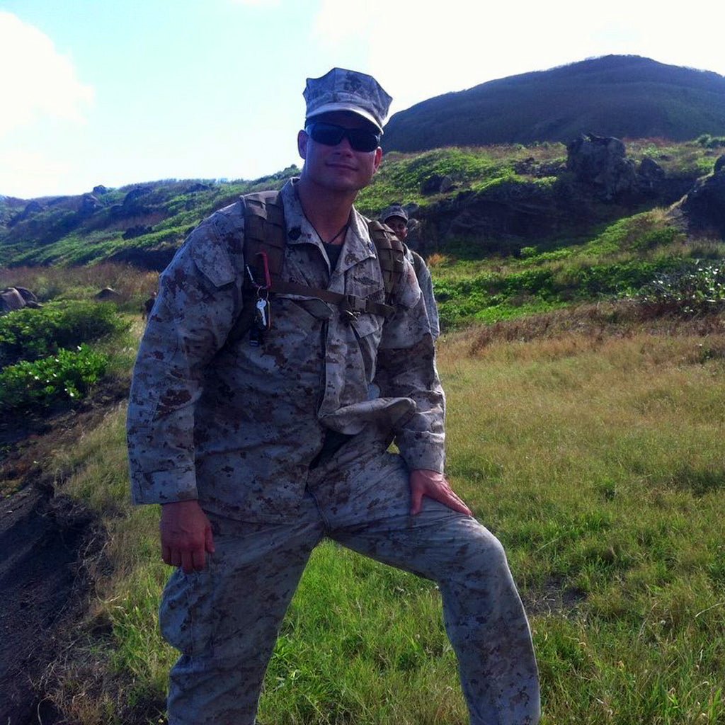 Sandblasted Gray Dawn At Iwo Jima | Men's Iwo Jima Beach Sand & Titanium Wedding Ring - Minter and Richter Designs