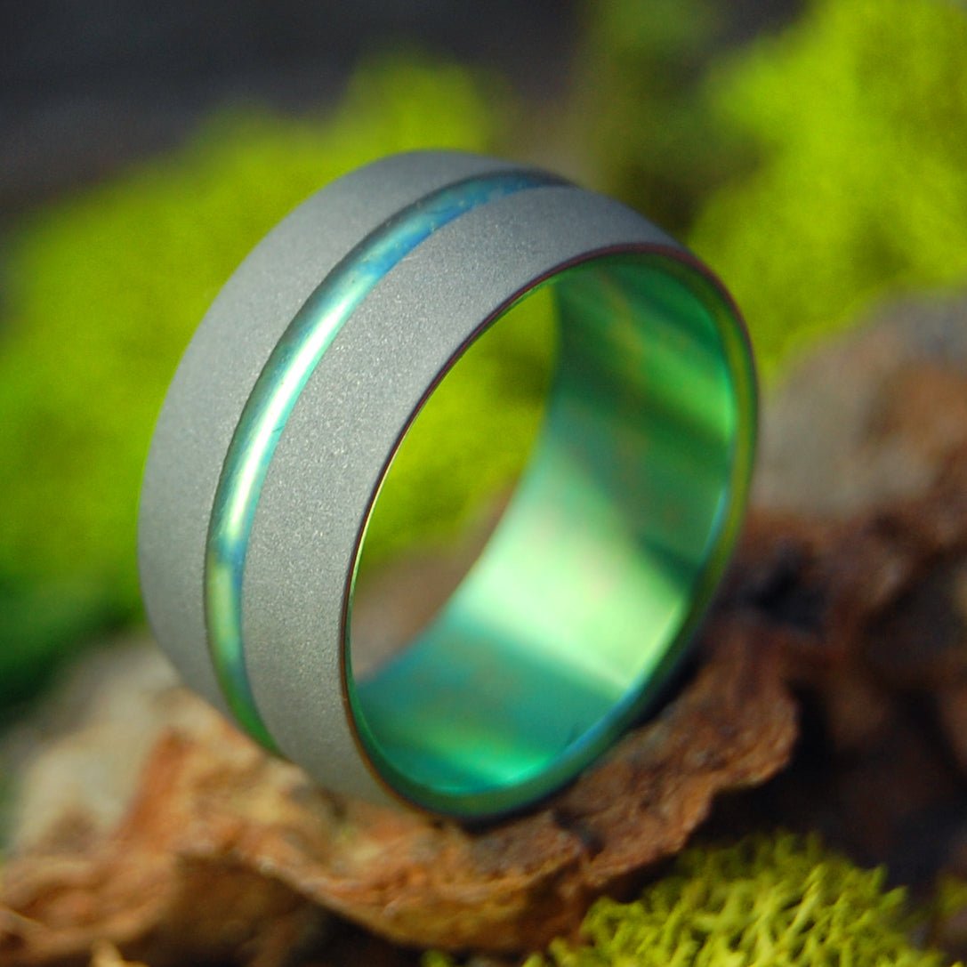 Sandblasted Green Signature | Size 9.5 At 9.5mm | Titanium Wedding Ring | On Sale - Minter and Richter Designs