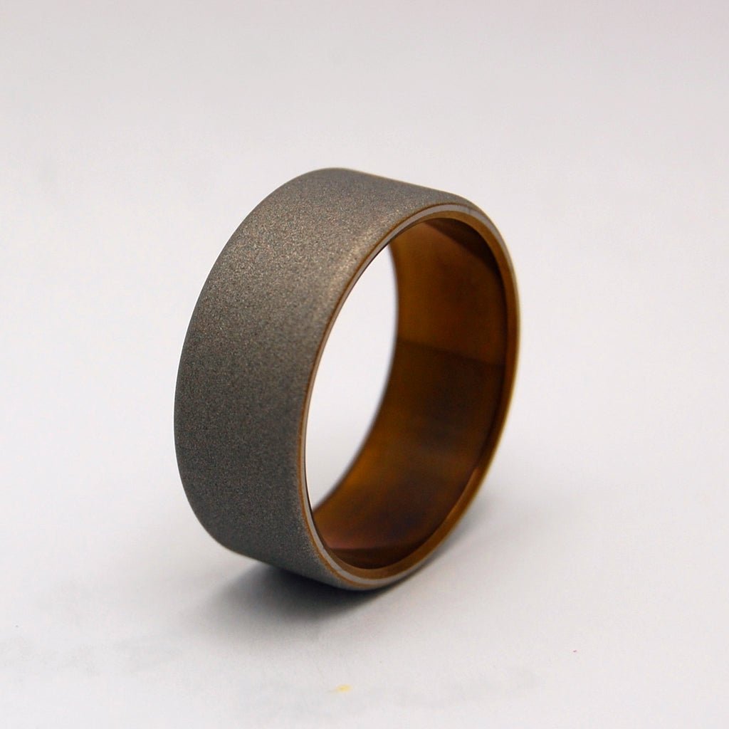 Sandblasted Rounded Bronze | Men's Bronze & Titanium Wedding Ring - Minter and Richter Designs