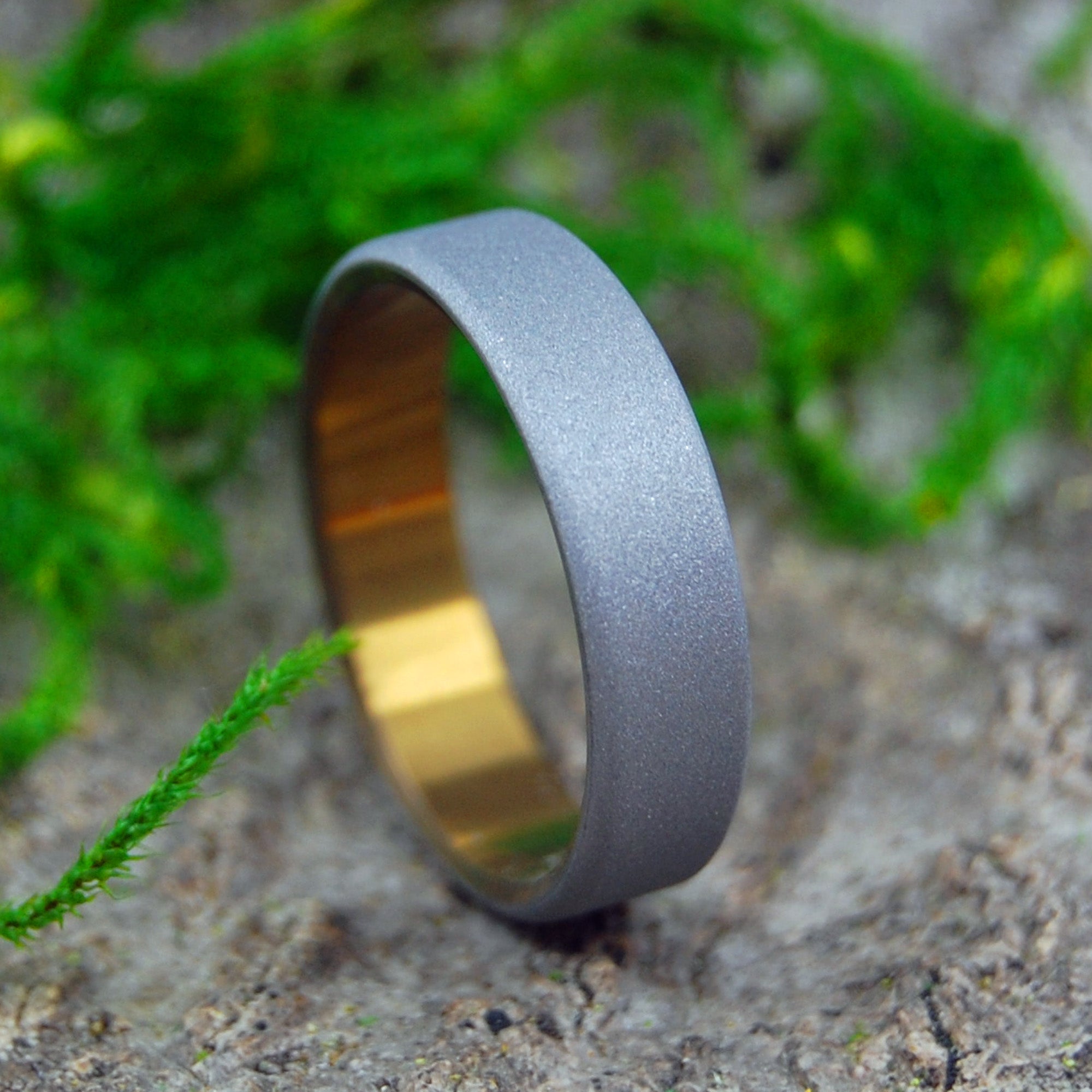 Sandblasted Rounded Bronze | Men's Bronze & Titanium Wedding Ring - Minter and Richter Designs