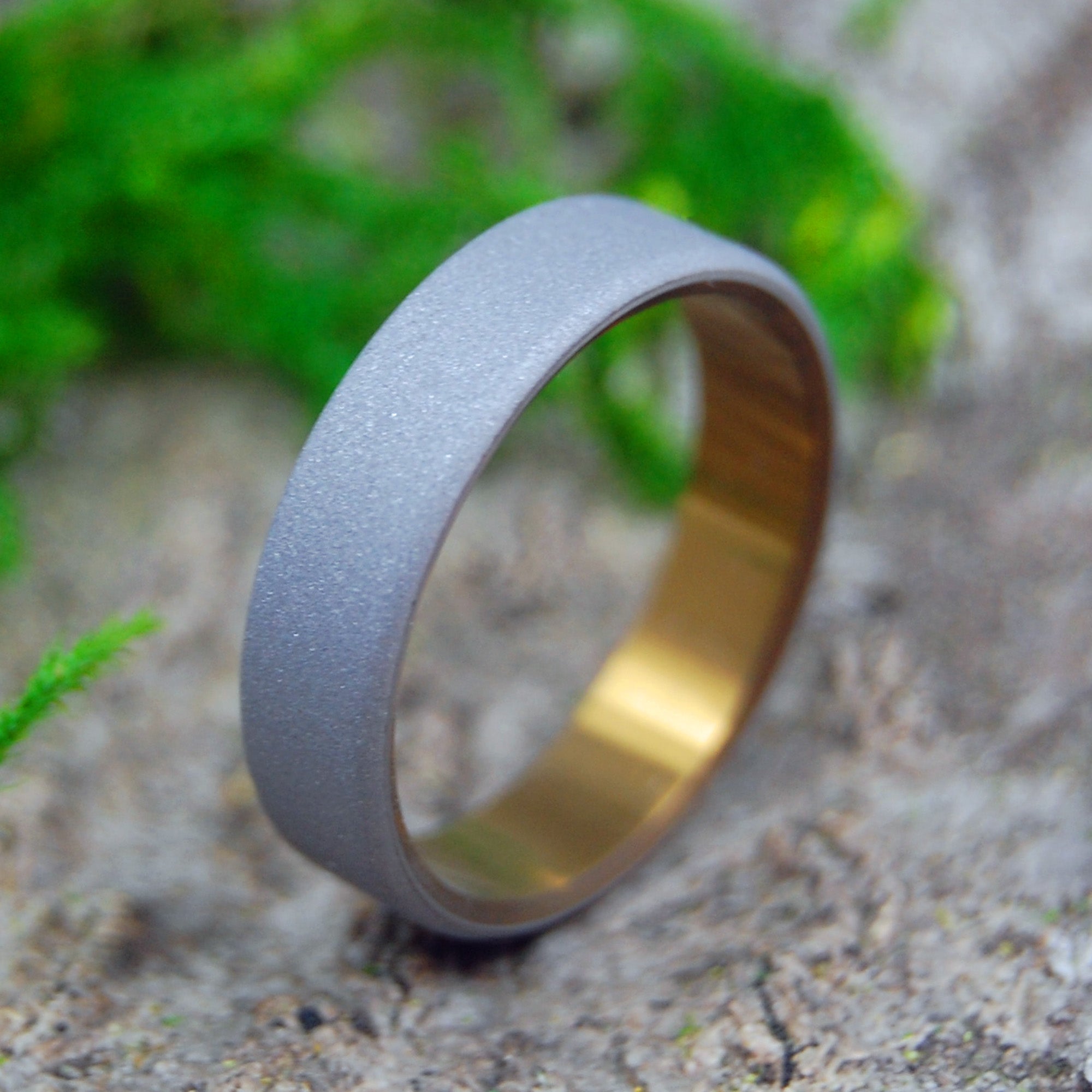 Sandblasted Rounded Bronze | Men's Bronze & Titanium Wedding Ring - Minter and Richter Designs