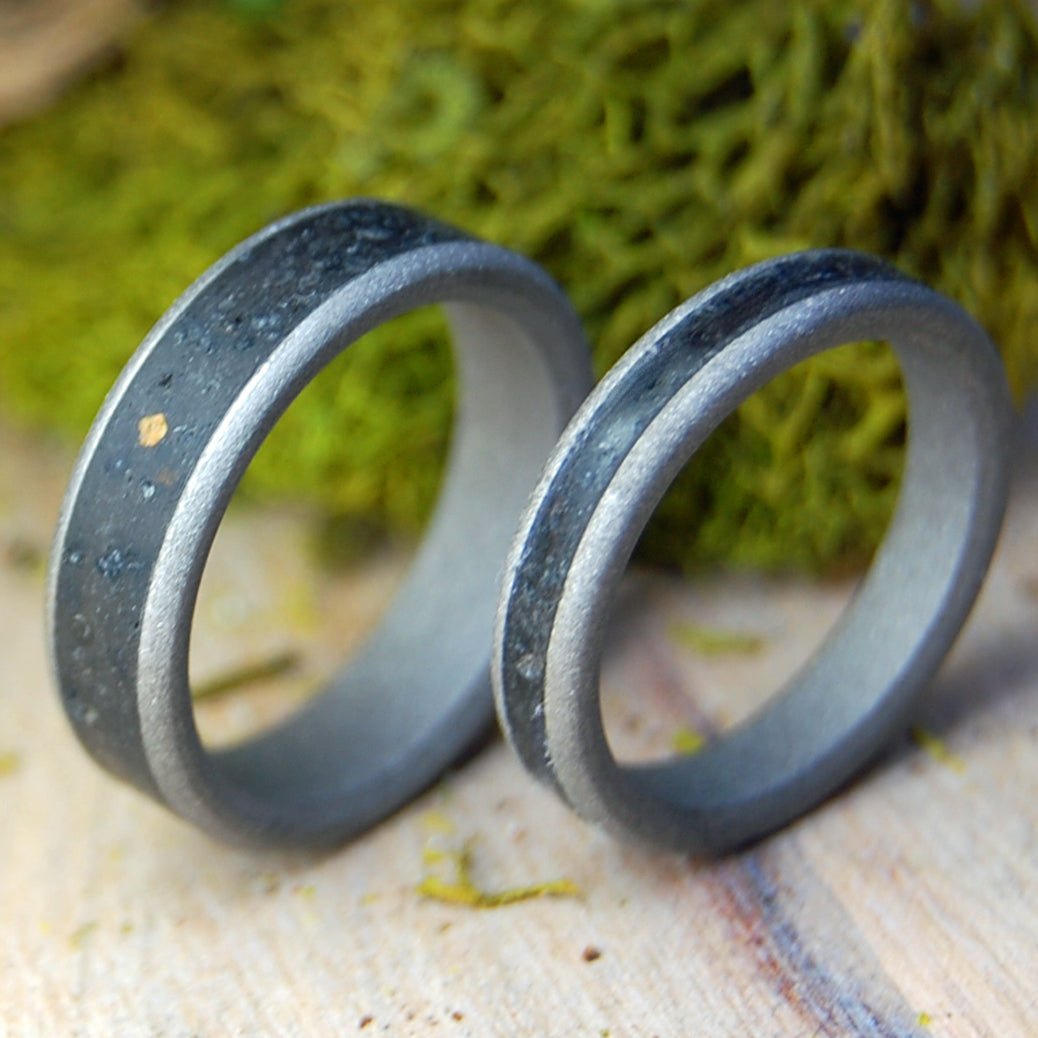 Sandblasted Volcanic Ash And Lava | Icelandic Volcanic Beach Sand And Lava - Unique Wedding Rings - Minter and Richter Designs