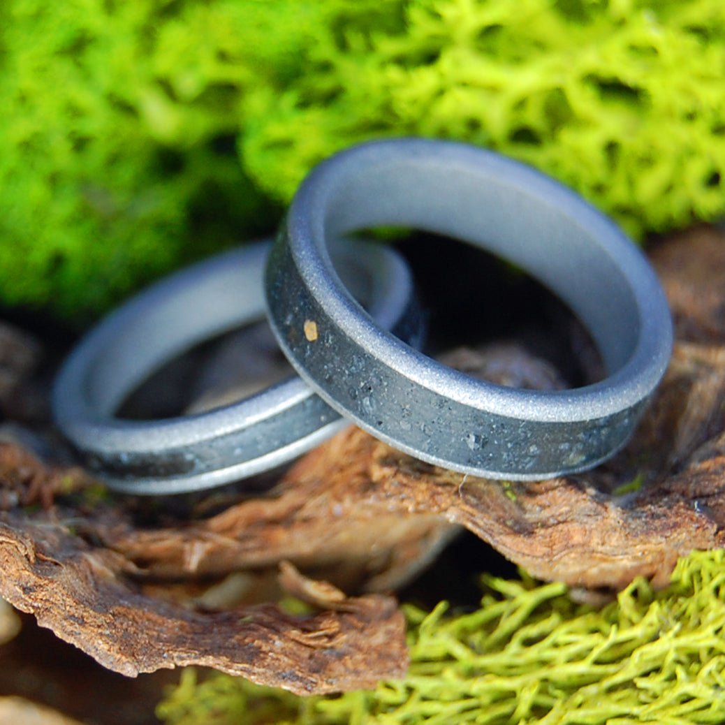 Sandblasted Volcanic Ash And Lava | Icelandic Volcanic Beach Sand And Lava - Unique Wedding Rings - Minter and Richter Designs