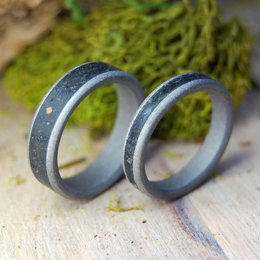 Sandblasted Volcanic Ash And Lava | Icelandic Volcanic Beach Sand And Lava - Unique Wedding Rings - Minter and Richter Designs