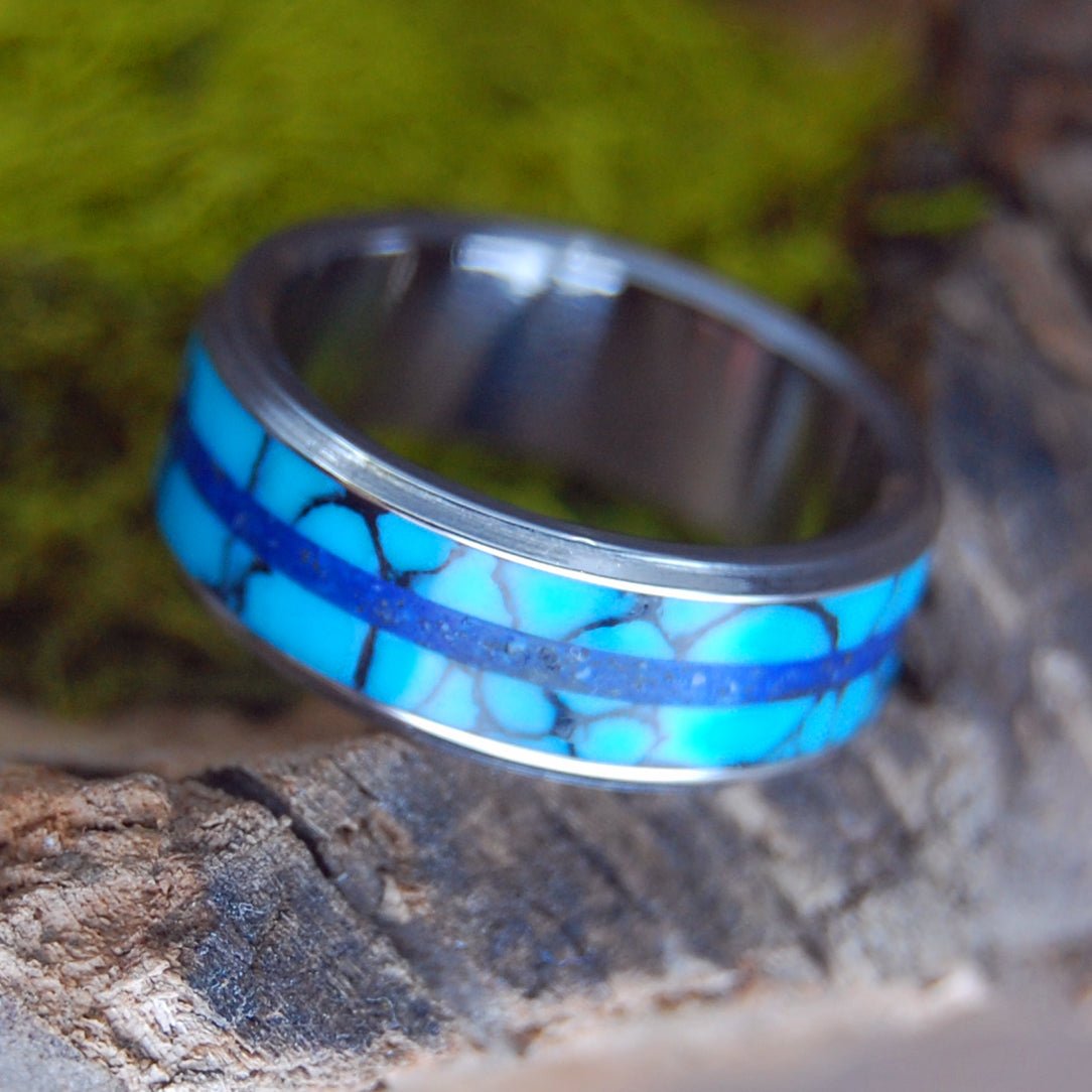 She Gator | Men's Alligator Teeth, Turquoise Stone & Titanium Wedding Ring - Minter and Richter Designs