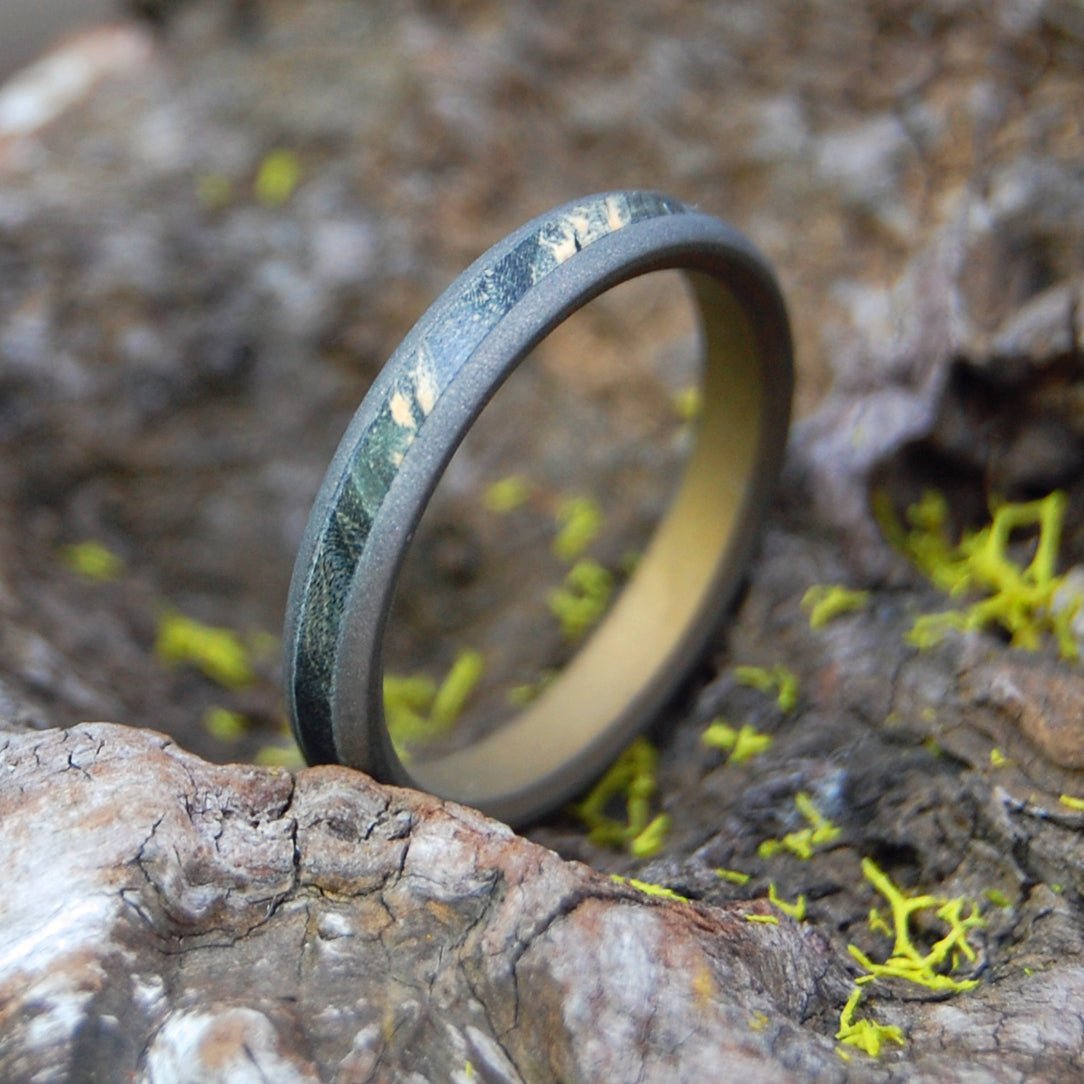 She Walked In | Men's Black Box Elder & Titanium Wedding Ring - Minter and Richter Designs