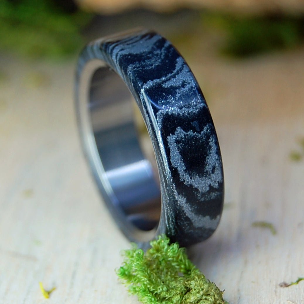 SHHH DARK | Men's Black, Silver, & Titanium Wedding Ring - Minter and Richter Designs