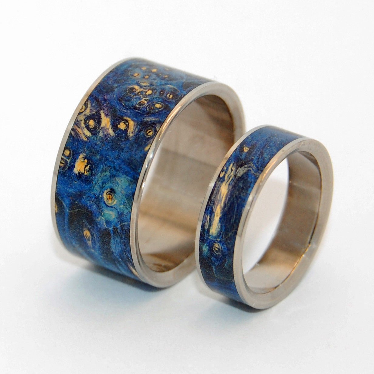 Shooting Stars | Blue Box Elder - Wooden Wedding Ring Set - Minter and Richter Designs