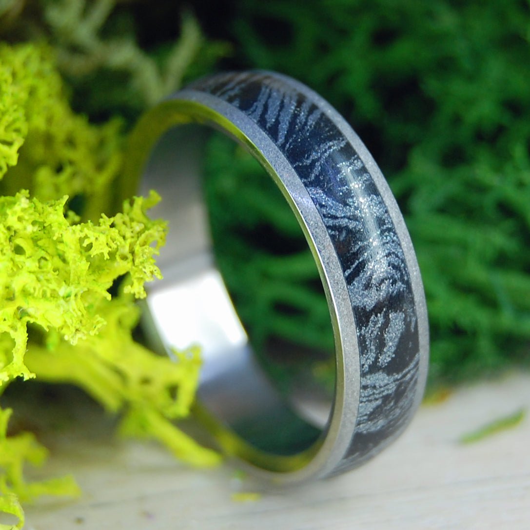 Silver Burst Sandblast | Men's Steel & M3 Wedding Ring - Minter and Richter Designs