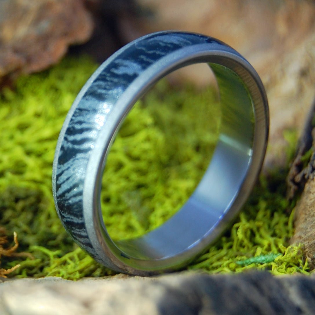 Silver Burst Sandblast | Men's Steel & M3 Wedding Ring - Minter and Richter Designs