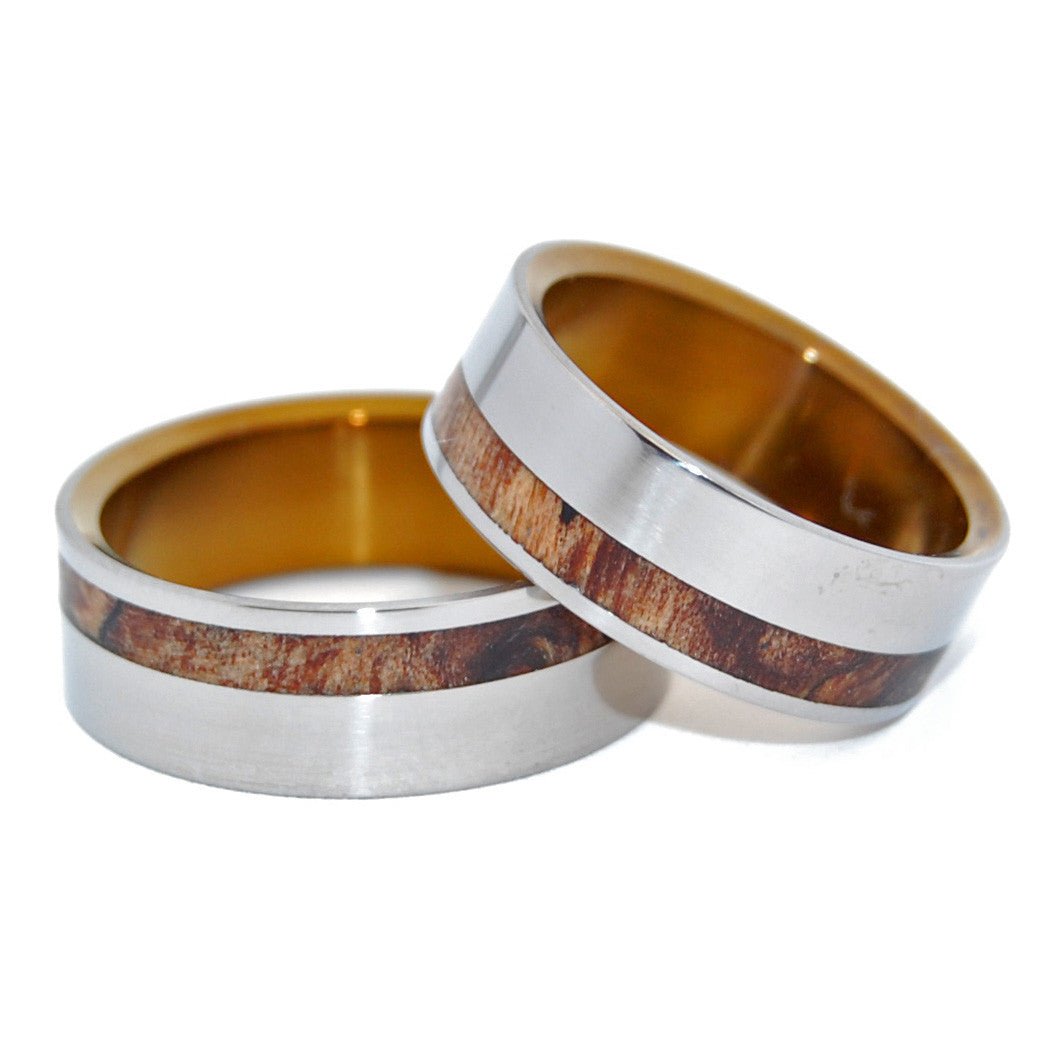 Silver Faun Maple | Maple Wood & Titanium - Unique Wedding Ring - Wedding Ring Set - Minter and Richter Designs