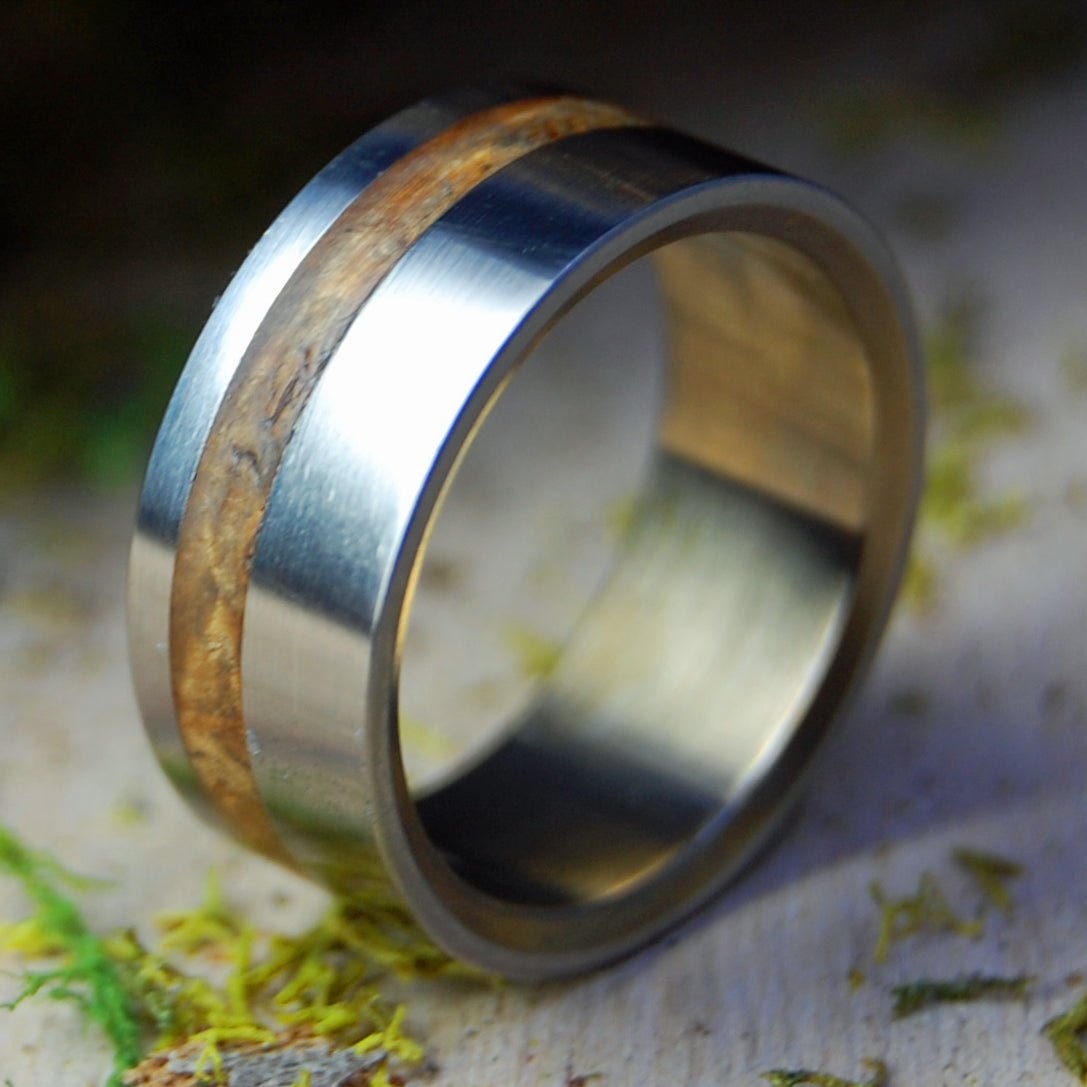 Silver Faun | Size 6.75 At 7.9mm | Maple Wood | Unique Wedding Band | On Sale - Minter and Richter Designs