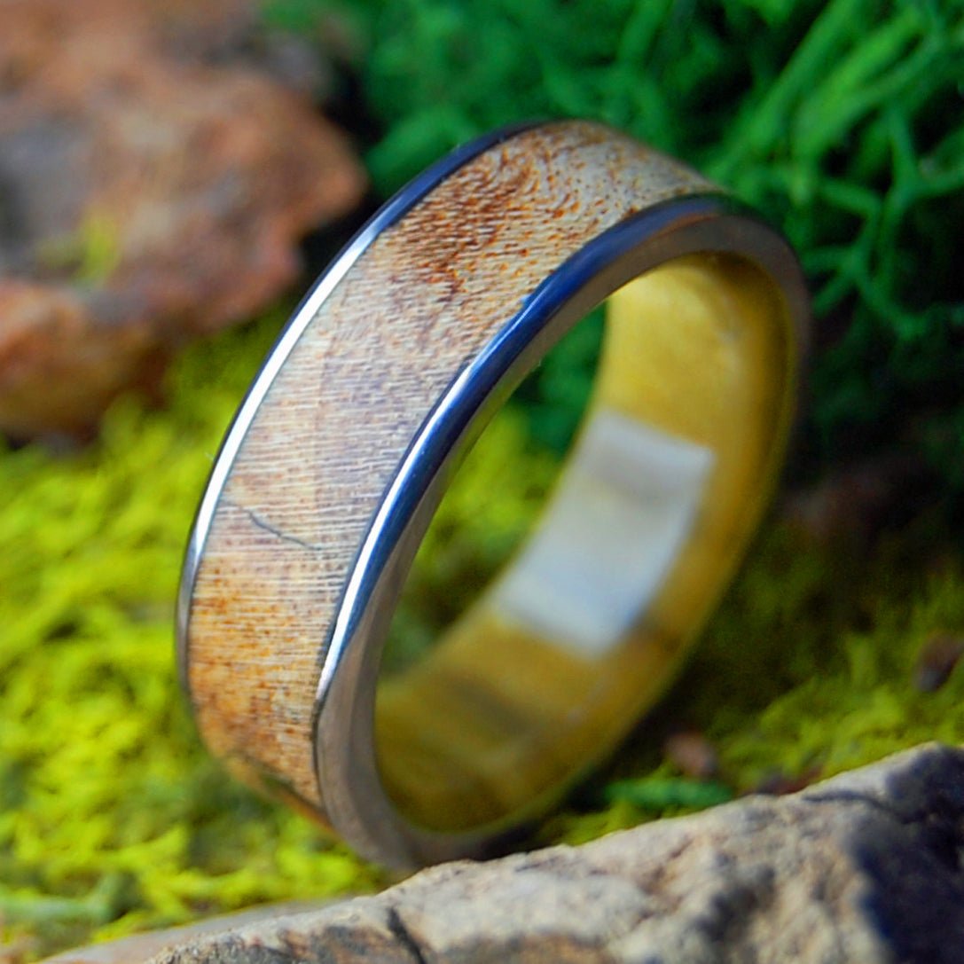 SPALTED TIGER | Men's Spalted Maple, Tiger Eye Stone & Titanium Wedding Ring - Minter and Richter Designs