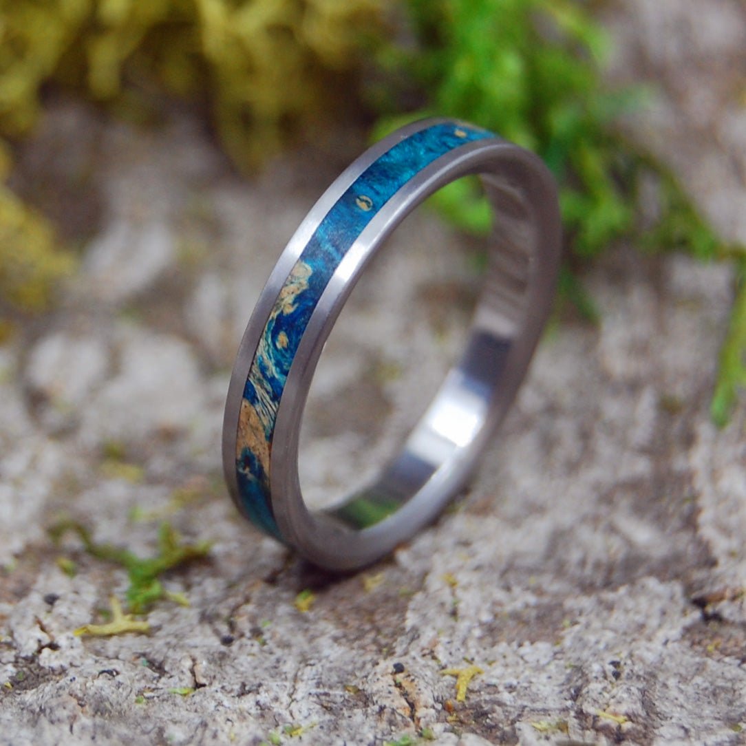 Starry Starry Night | Men's Blue Box Elder Wood & Titanium Wedding Ring - Minter and Richter Designs