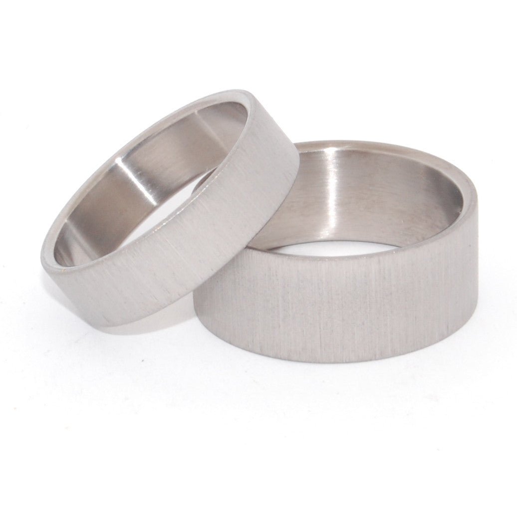 Straight Up | His And Hers Matching Titanium Wedding Band Set - Minter and Richter Designs