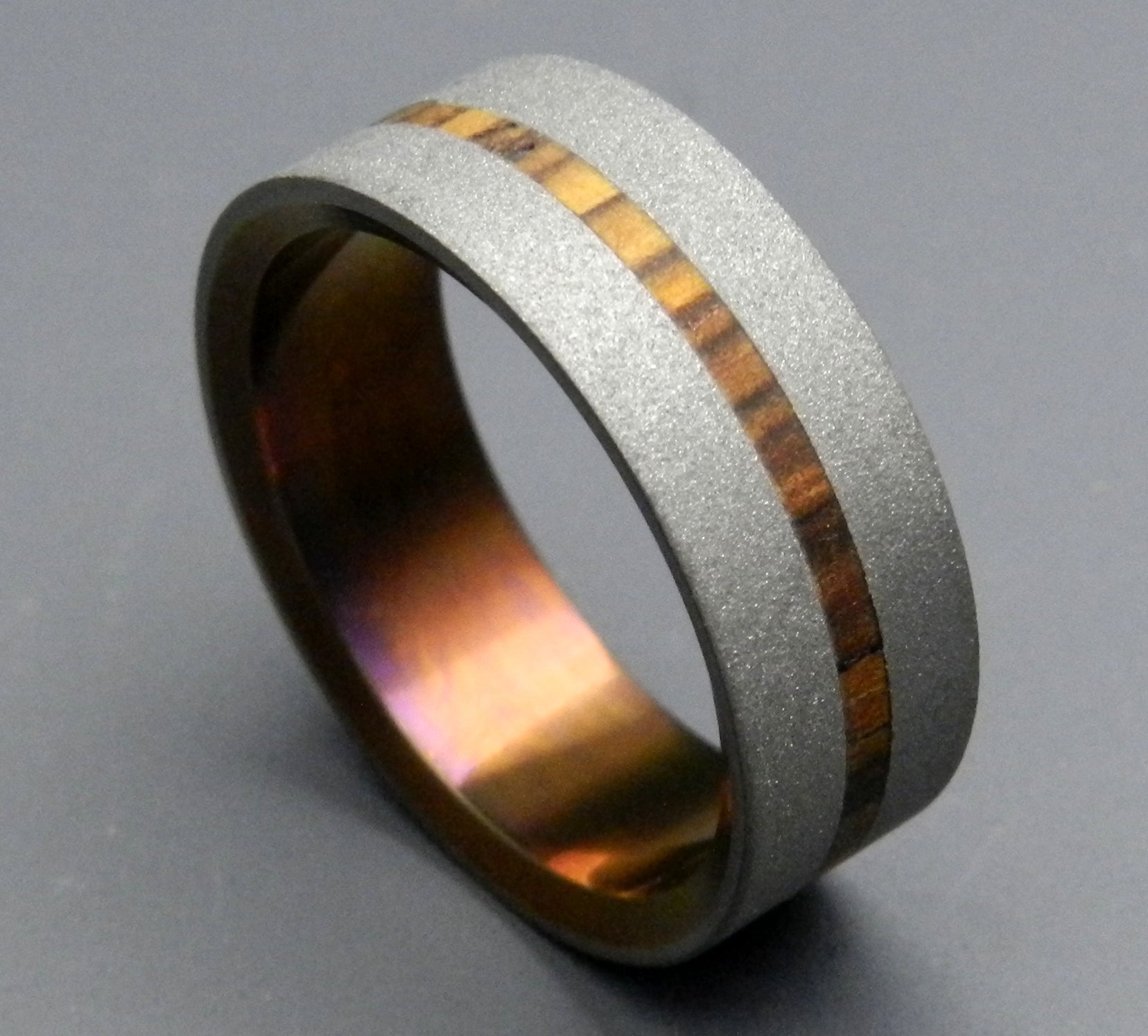 Strong Heart | Men's Cocobolo Wood & Anodized Titanium Wedding Ring - Minter and Richter Designs