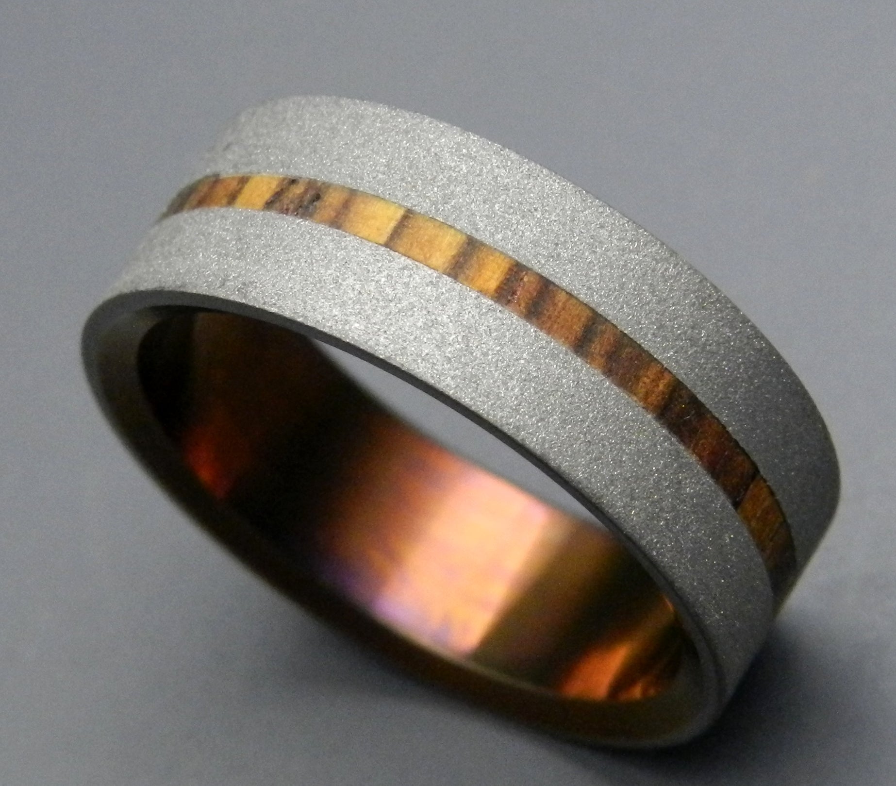 Strong Heart | Men's Cocobolo Wood & Anodized Titanium Wedding Ring - Minter and Richter Designs