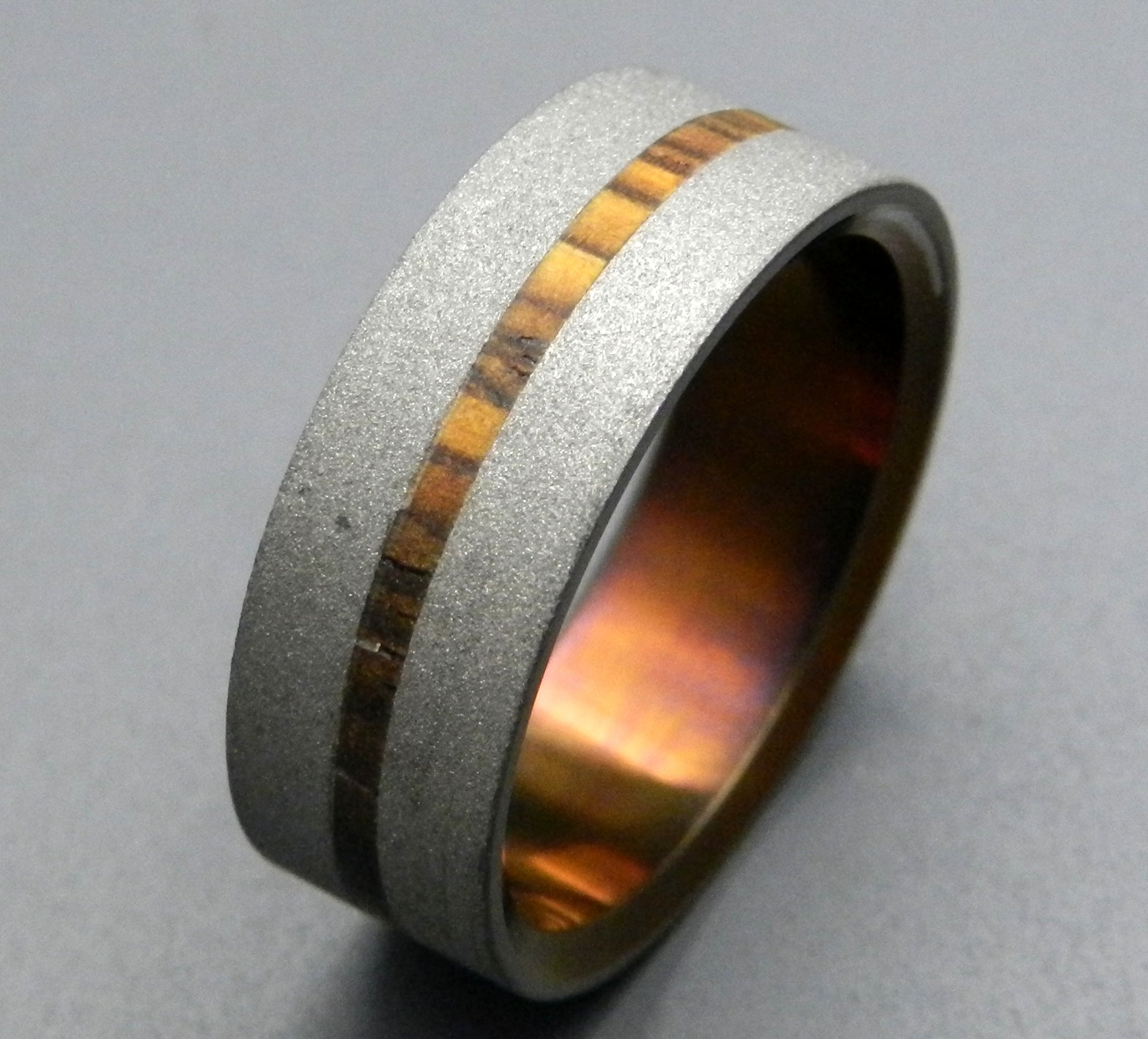 Strong Heart | Men's Cocobolo Wood & Anodized Titanium Wedding Ring - Minter and Richter Designs