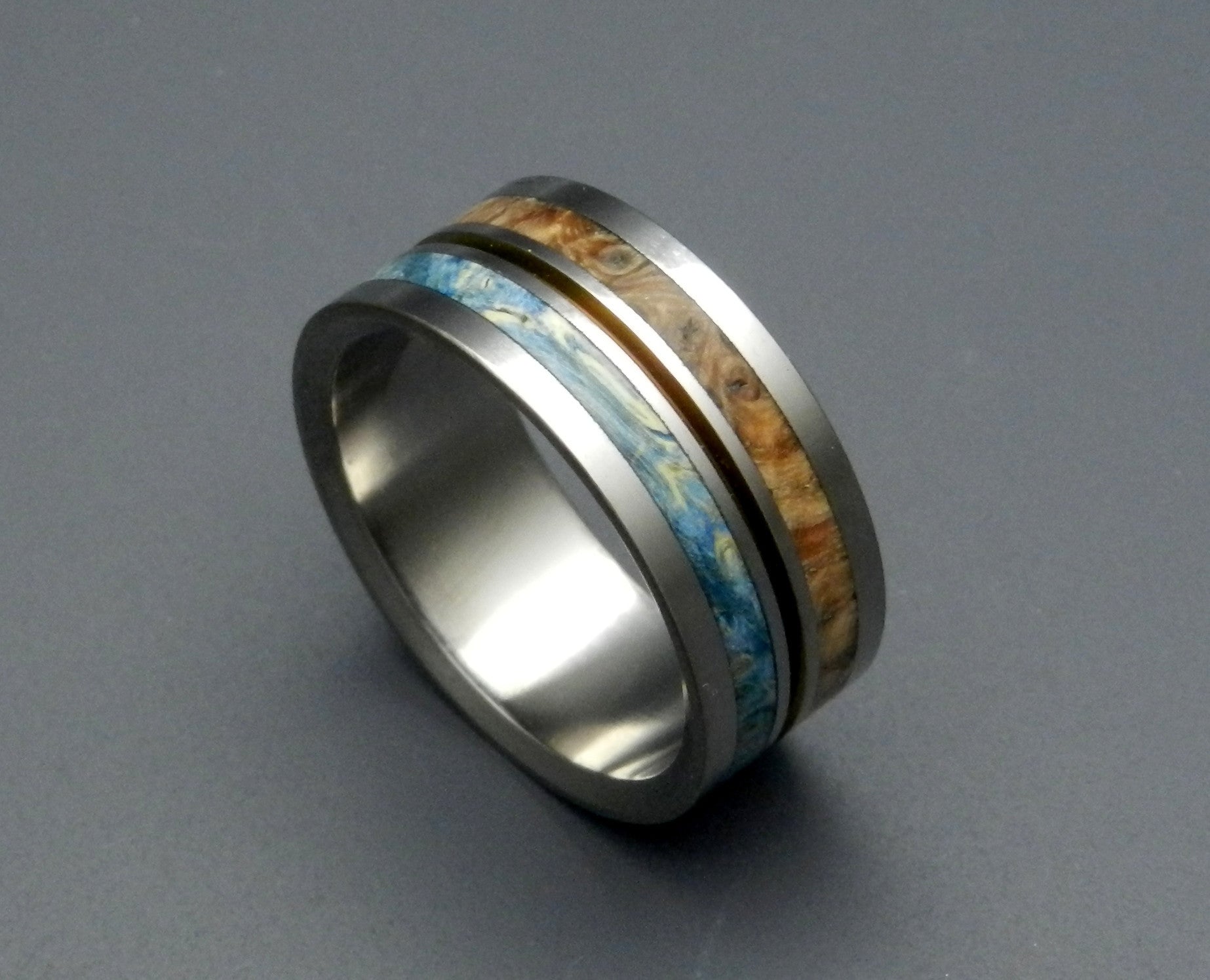 Sun & Moon | Box Elder Wood & Titanium Wedding Ring - Minter and Richter Designs