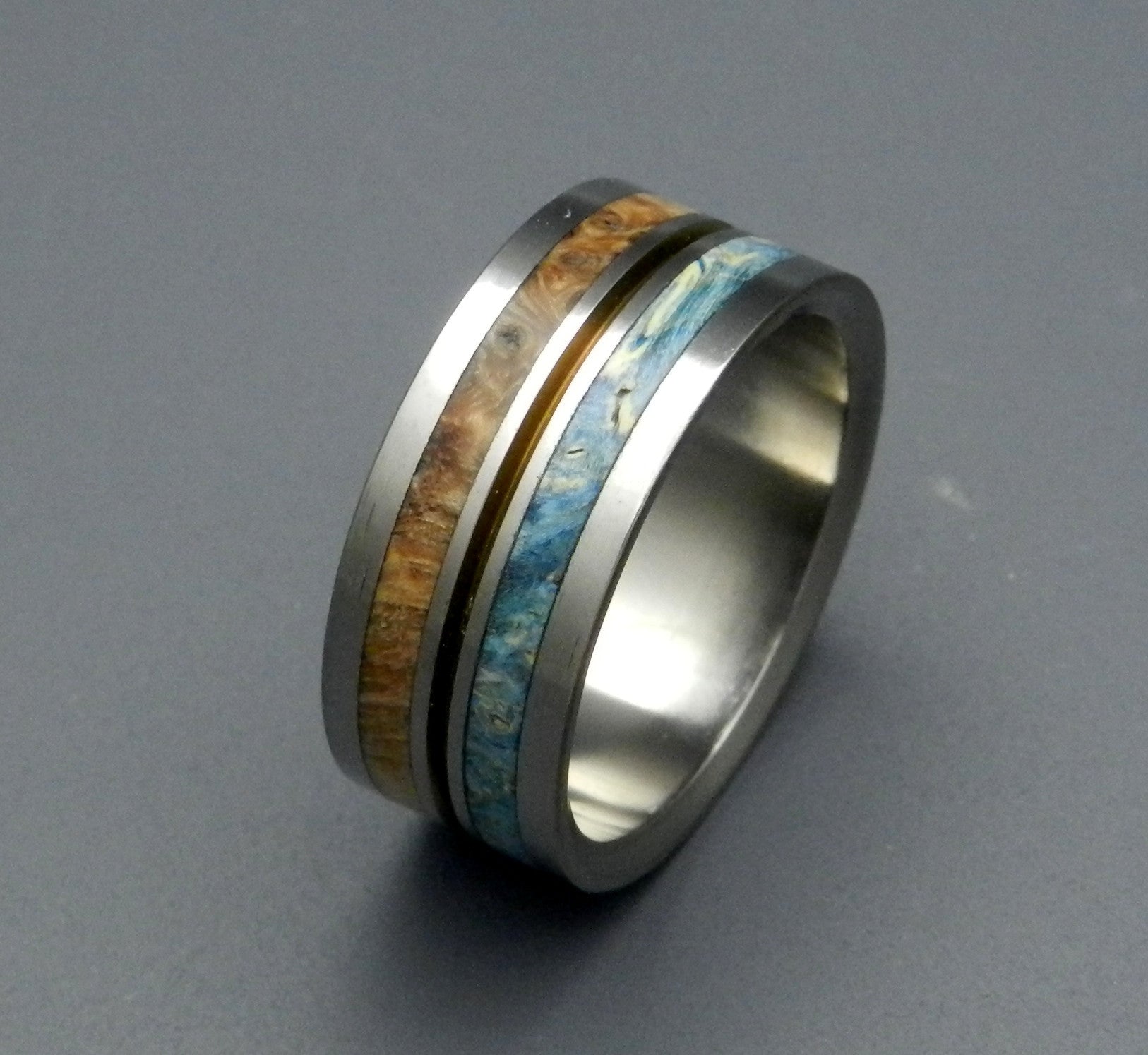 Sun & Moon | Box Elder Wood & Titanium Wedding Ring - Minter and Richter Designs