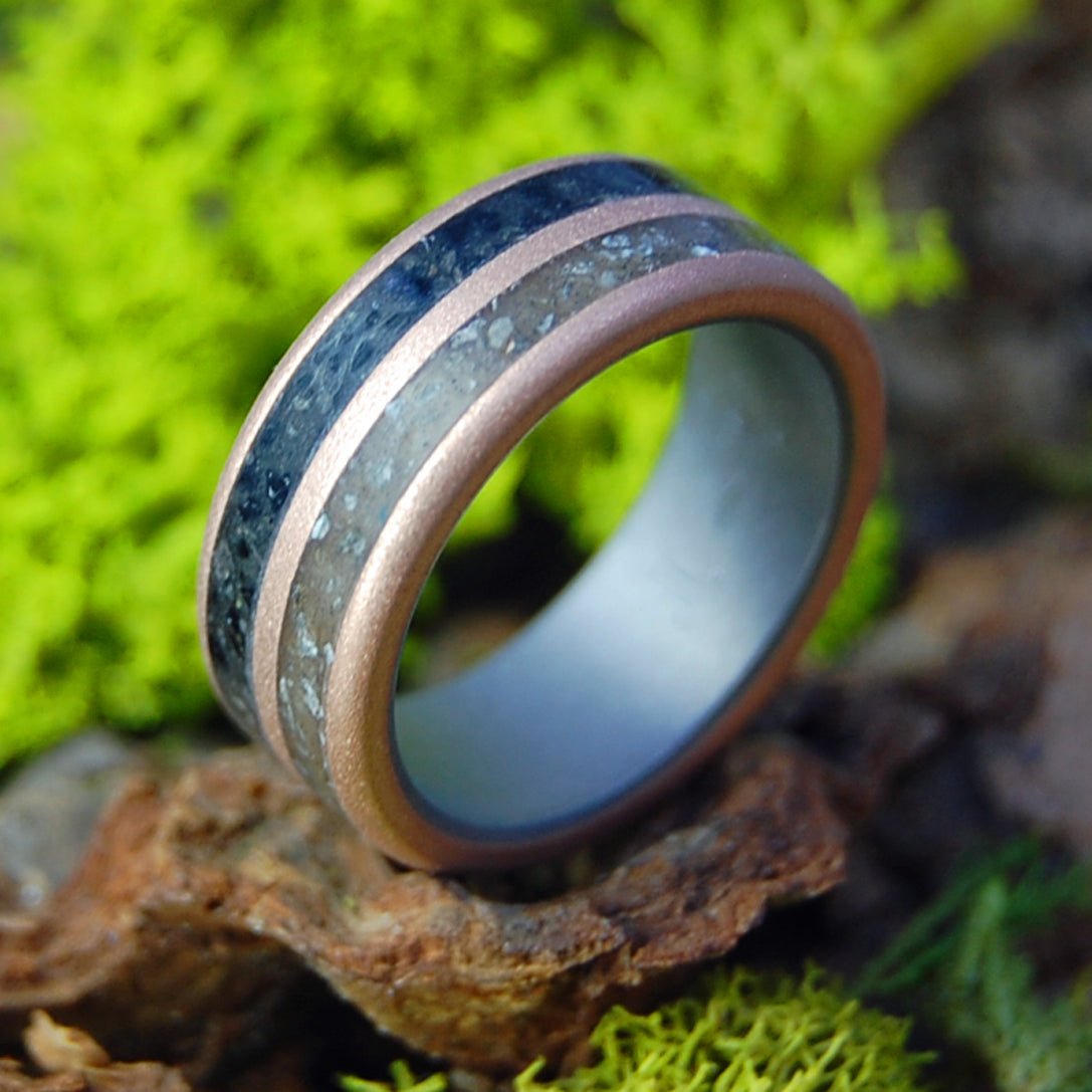 Sunset at Lake Sevan Armenia | Men's Armenian Earth, California and PA Coal Titanium & Bronze Wedding Ring - Minter and Richter Designs