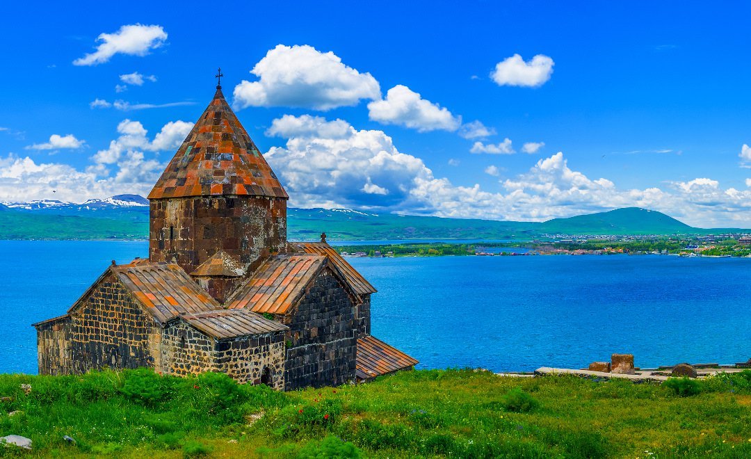 Sunset at Lake Sevan Armenia | Men's Armenian Earth, California and PA Coal Titanium & Bronze Wedding Ring - Minter and Richter Designs
